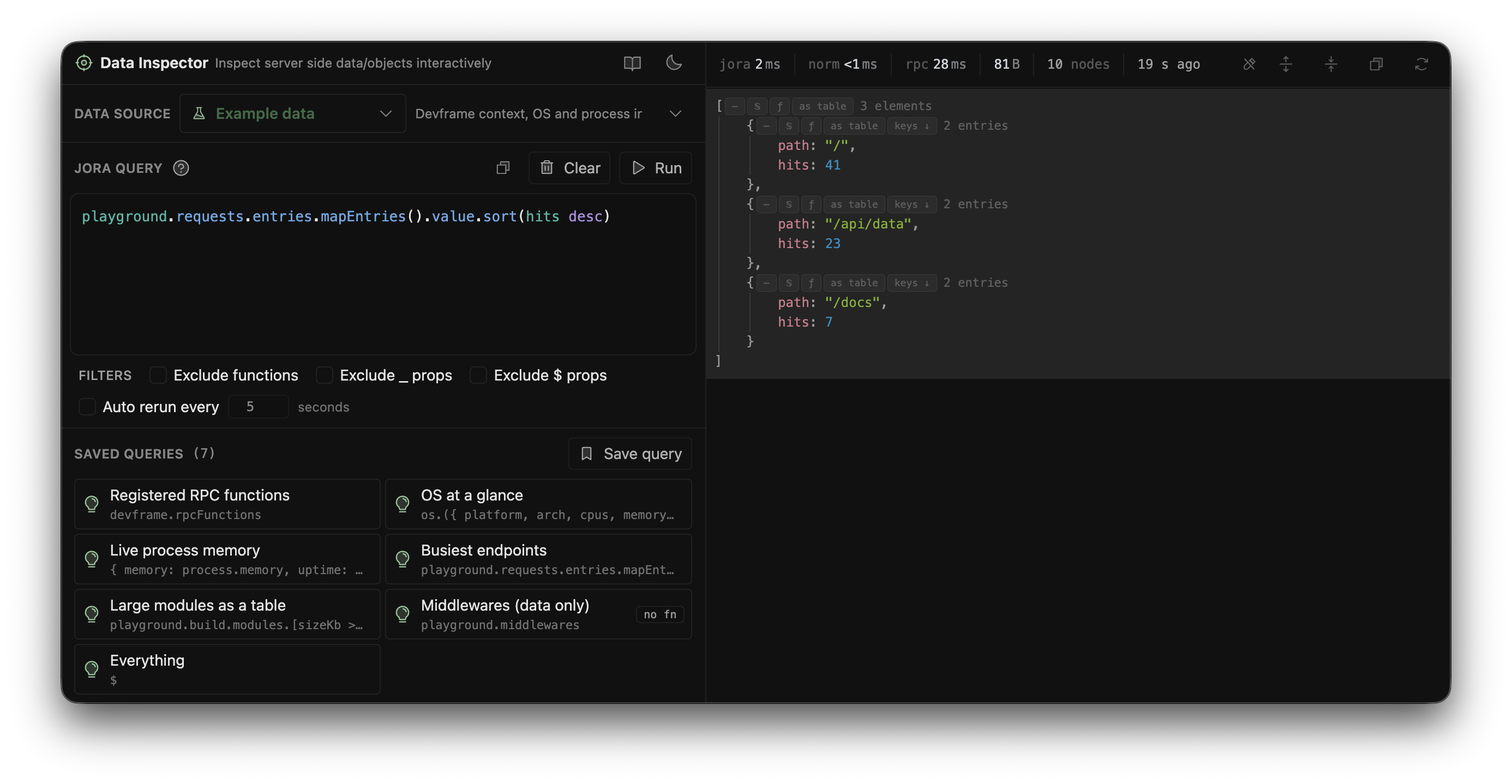 Data Inspector screenshot